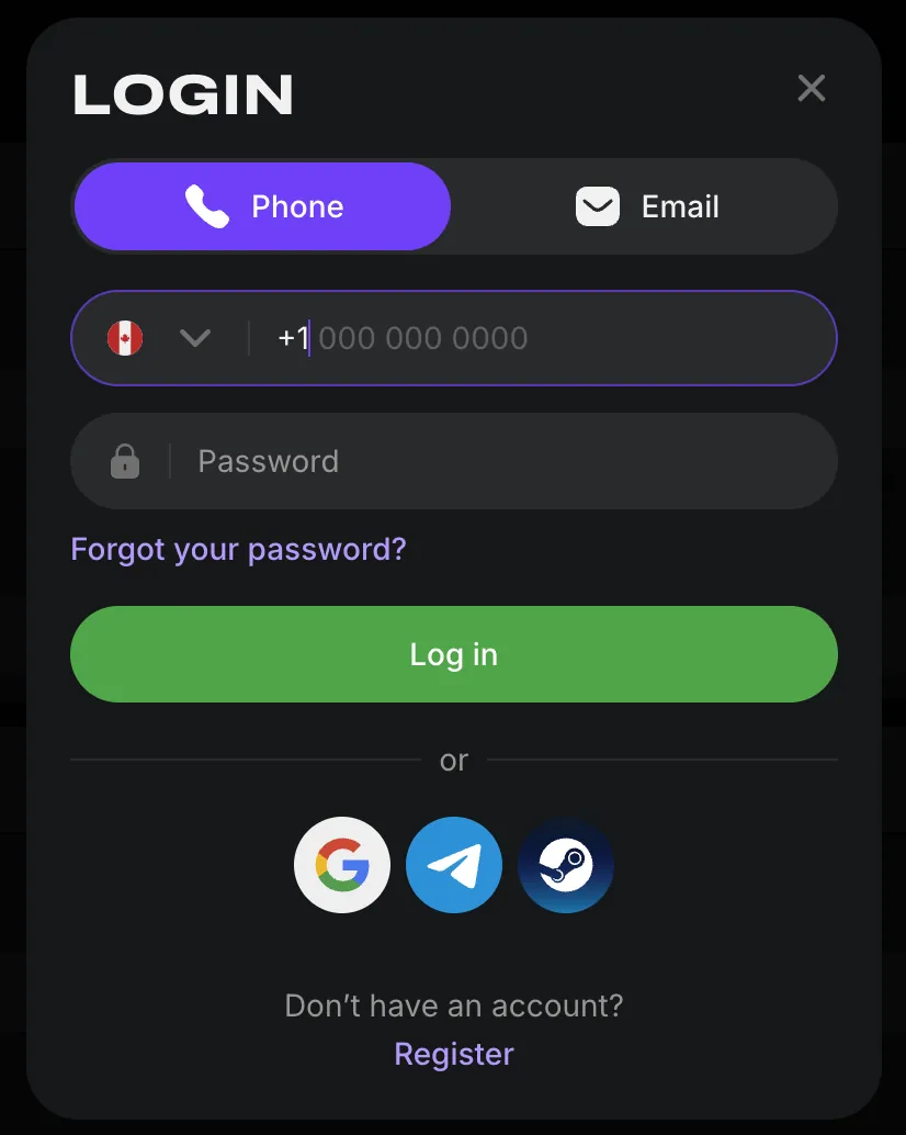 luckystar login screen