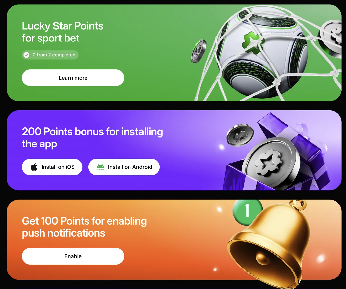 luckystar points app screen