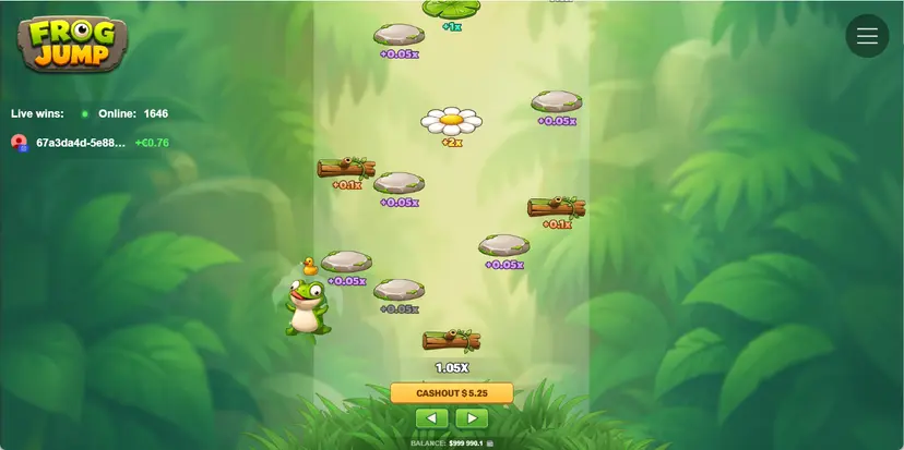 Frog Jump gameplay screen captured from a live lobby