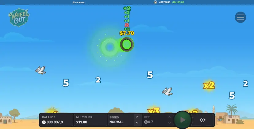 Wheel Out gameplay screen captured from a live lobby