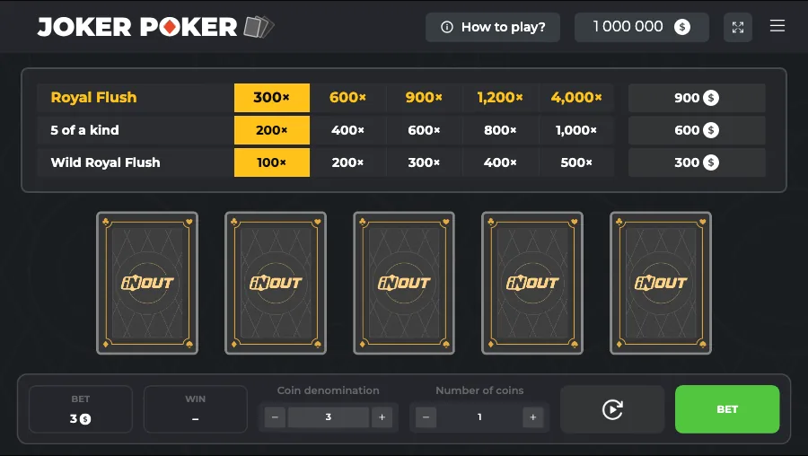 Joker Poker INOUT Games game